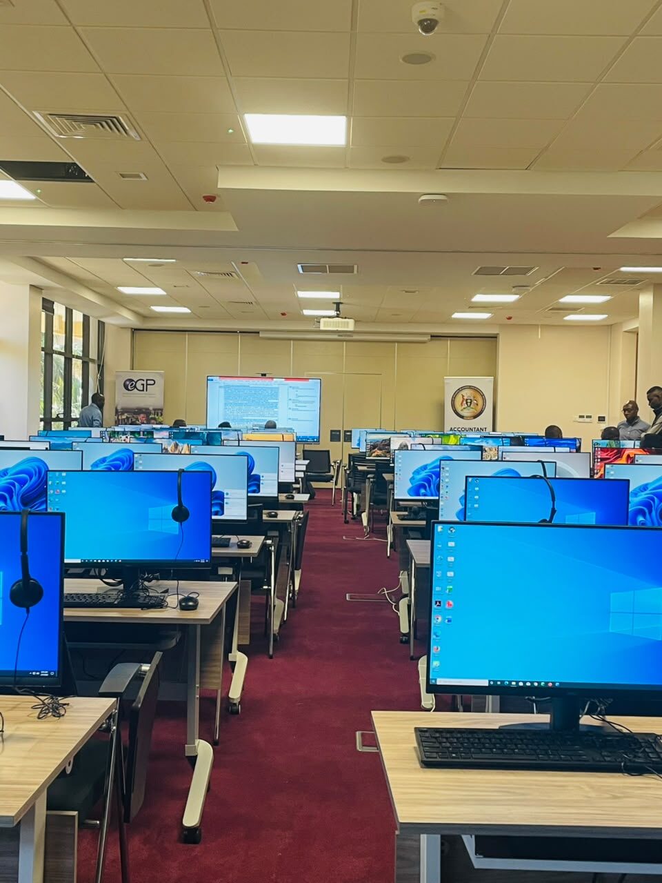 Completed workstation and monitor setup at the Ministry of Finance
